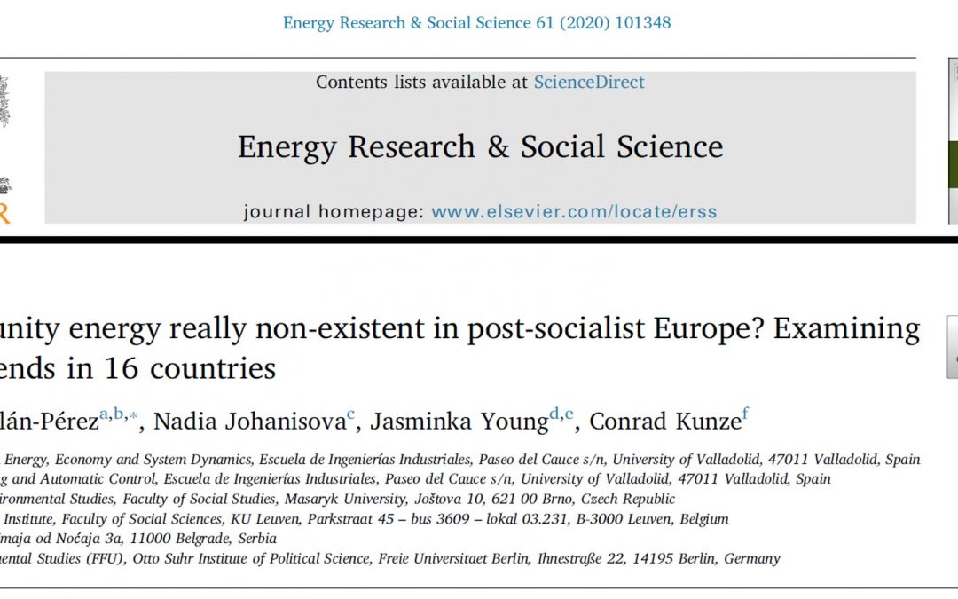 Nueva publicación científica “¿Es la Energía Comunitaria realmente inexistente en la Europa post-socialista? Examinando las tendencias recientes en 16 países”