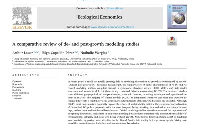 Revisión sistemática de estudios de modelado sobre Decrecimiento y Postcrecimiento publicado en Ecological Economics