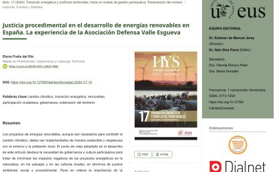 Justicia procedimental en el desarrollo de energías renovables en España. La experiencia de la Asociación Defensa Valle Esgueva